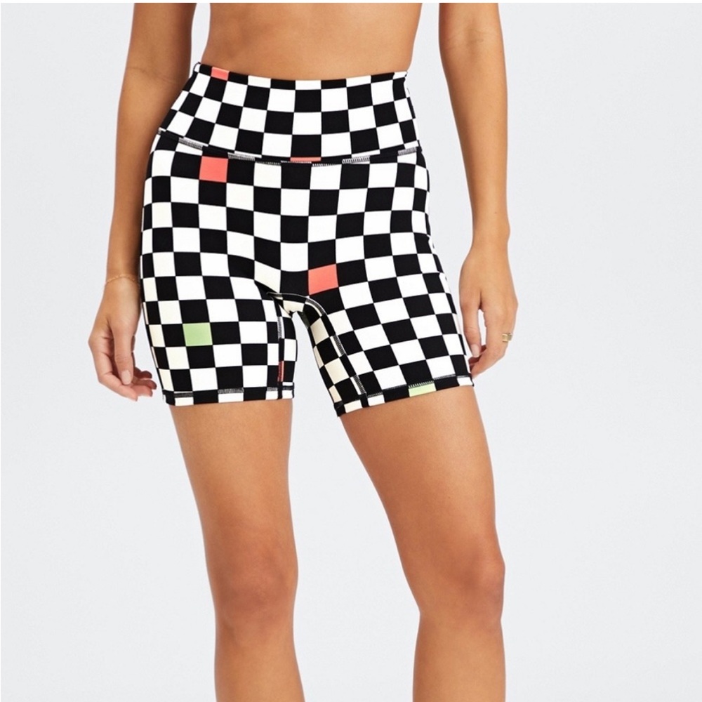 XXL Fabletics Black and White Checkered Bike Shorts